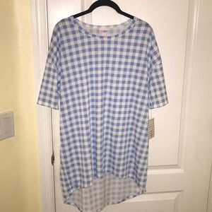 NWT LuLaRoe blue and white checkered print Irma